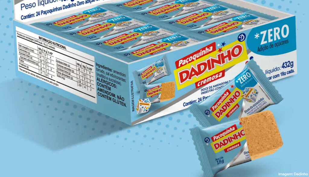 Dadinho lança paçoquinha zero açúcar com adição de proteína e foco em consumo funcional